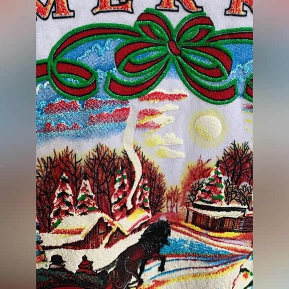 Vintage Merry Christmas Holiday Crewneck Sweatshirt Adult XL 90s Sweater Snow - Picture 4 of 6